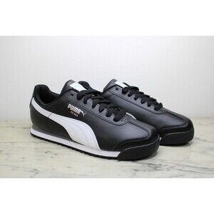 PUMA Roma Basic Black White Silver Men's (US 9.5) NEW IN BOX-353572-11